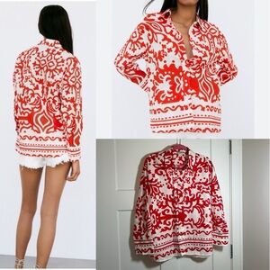 Medium Zara graphic print button up top
